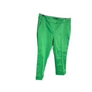 7th Avenue Design Studio Green Ankle Pants Size 12 Stretch Career Crop Slim Fit